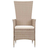 vidaXL 7-delige Tuinset met kussens poly rattan beige