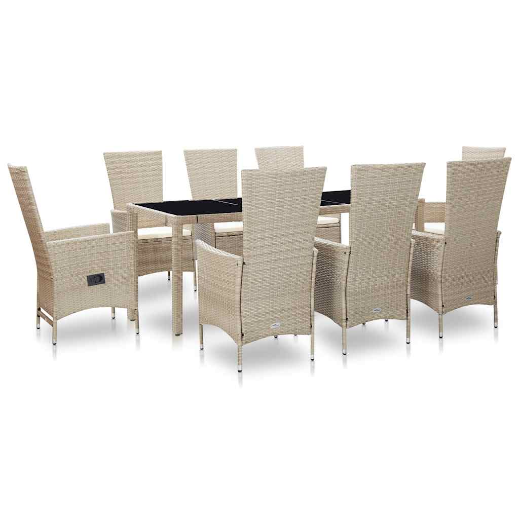 vidaXL 7-delige Tuinset met kussens poly rattan beige
