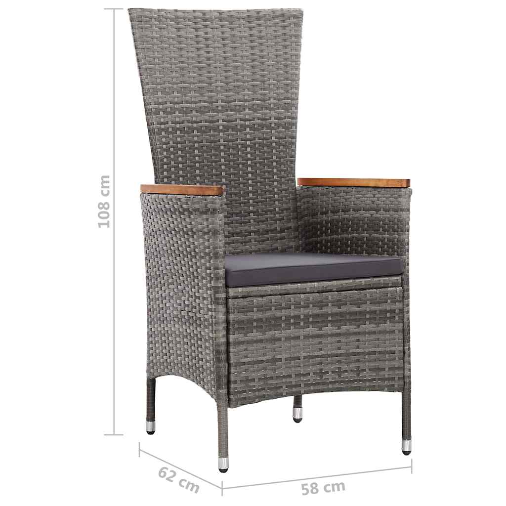 vidaXL 7-delige Tuinset met kussens poly rattan grijs