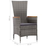 vidaXL 7-delige Tuinset met kussens poly rattan grijs