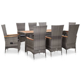 vidaXL 7-delige Tuinset met kussens poly rattan grijs