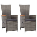 vidaXL Tuinstoelen 2 st verstelbaar met kussens poly rattan grijs