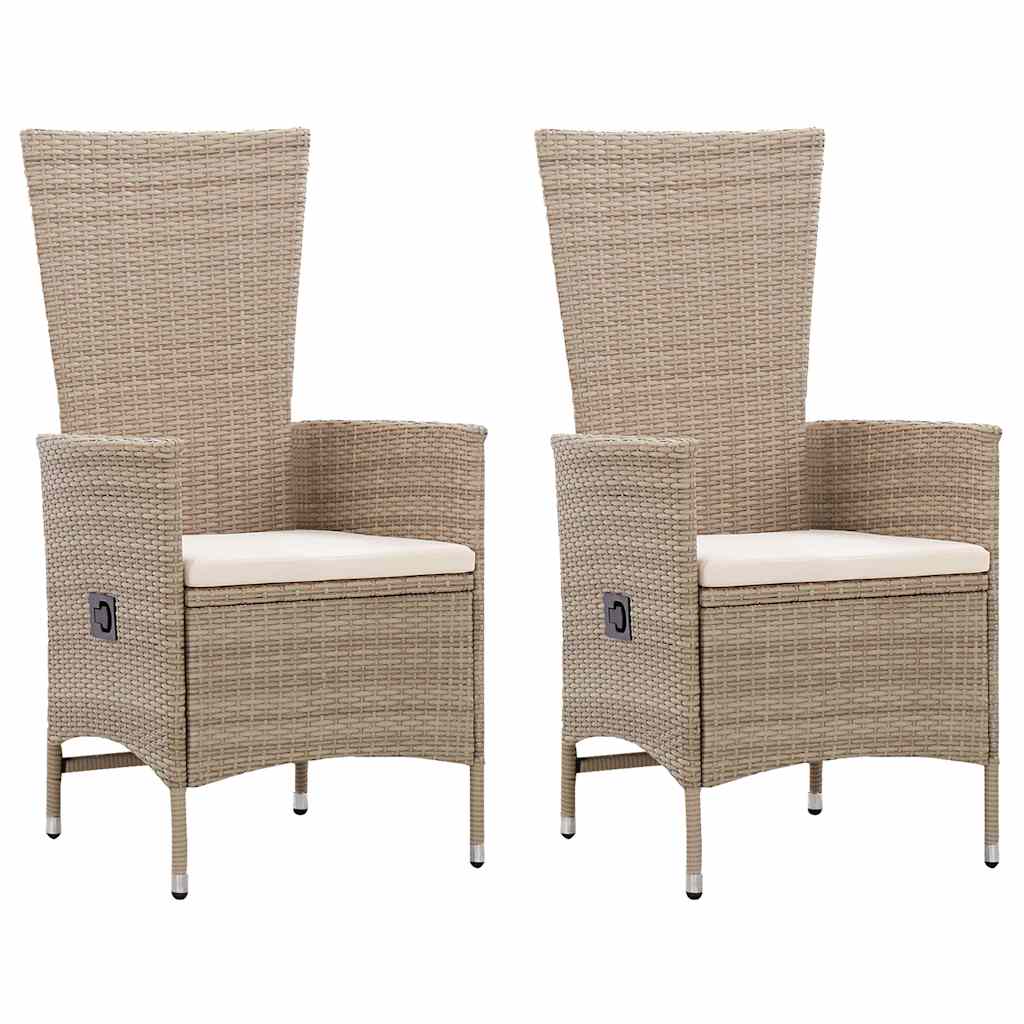 vidaXL Tuinstoelen 2 st met kussens poly rattan beige