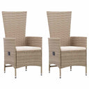 vidaXL Tuinstoelen 2 st met kussens poly rattan beige
