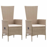 vidaXL Tuinstoelen 2 st met kussens poly rattan beige