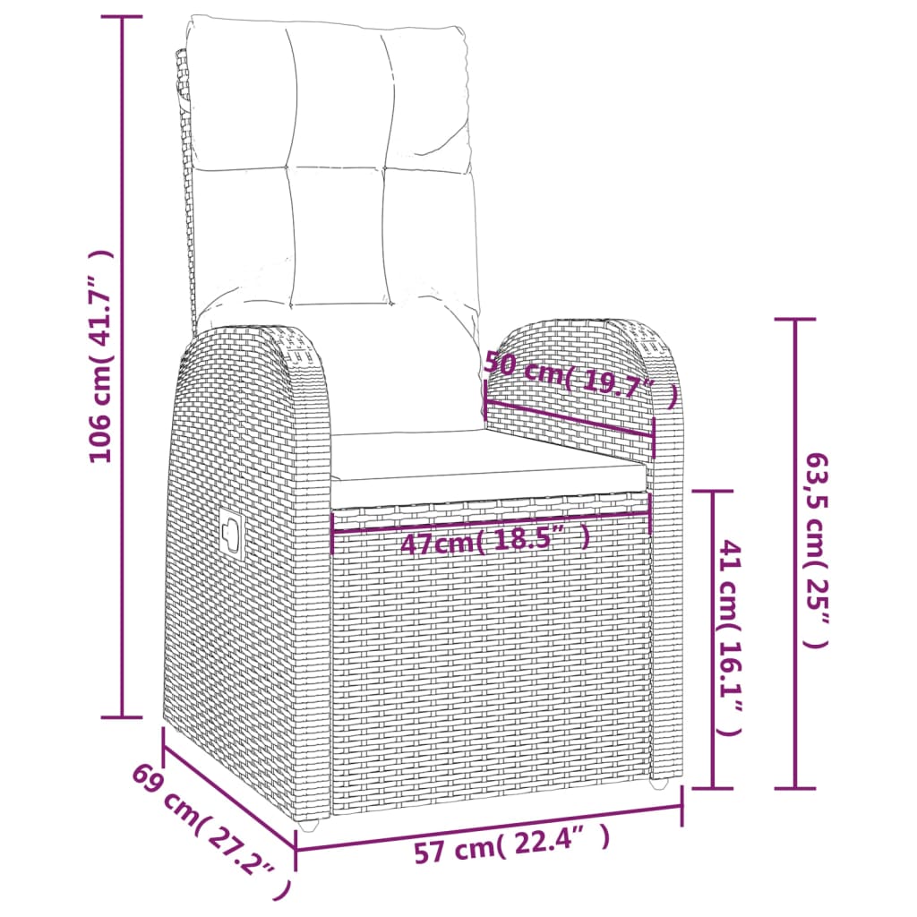 vidaXL Tuinstoelen 2 st met kussens poly rattan beige