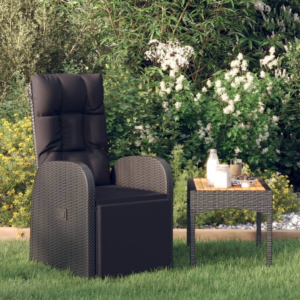 vidaXL Tuinstoelen 2 st verstelbaar met kussens poly rattan grijs