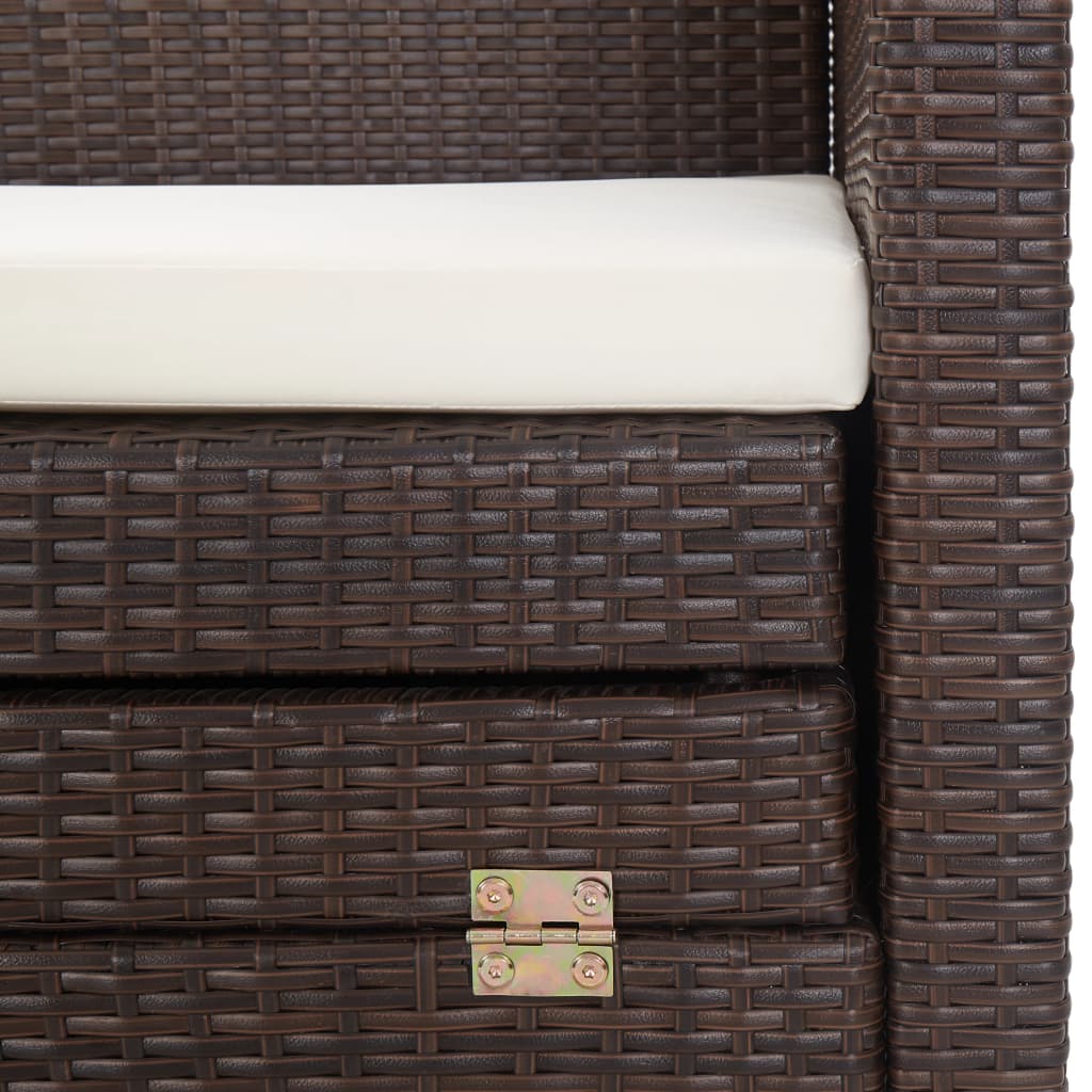 vidaXL Slaapbank met luifel 3-zits verlengbaar poly rattan zwart