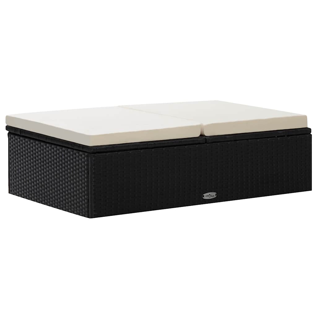 vidaXL 2-delige Loungeset met kussens poly rattan zwart