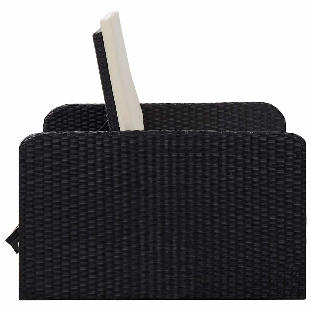 vidaXL 2-delige Loungeset met kussens poly rattan zwart