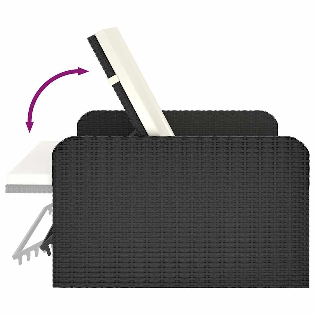 vidaXL 2-delige Loungeset met kussens poly rattan zwart