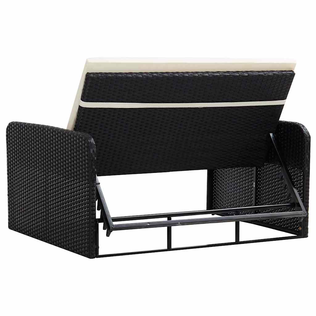 vidaXL 2-delige Loungeset met kussens poly rattan zwart