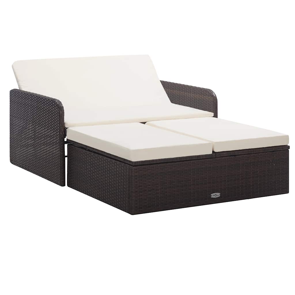 vidaXL 2-delige Loungeset met kussens poly rattan zwart