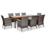 vidaXL 3-Piece Garden Lounge Set with Cushions Poly Rattan Grey