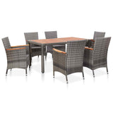 vidaXL 3-Piece Garden Lounge Set with Cushions Poly Rattan Grey