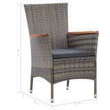 vidaXL 3-Piece Garden Lounge Set with Cushions Poly Rattan Grey