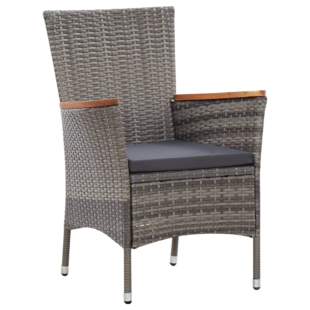 vidaXL 3-Piece Garden Lounge Set with Cushions Poly Rattan Grey