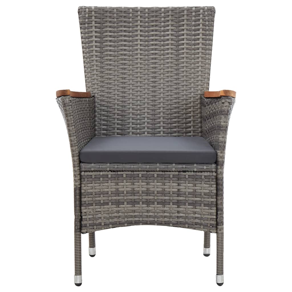 vidaXL 3-Piece Garden Lounge Set with Cushions Poly Rattan Grey