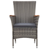 vidaXL 3-Piece Garden Lounge Set with Cushions Poly Rattan Grey