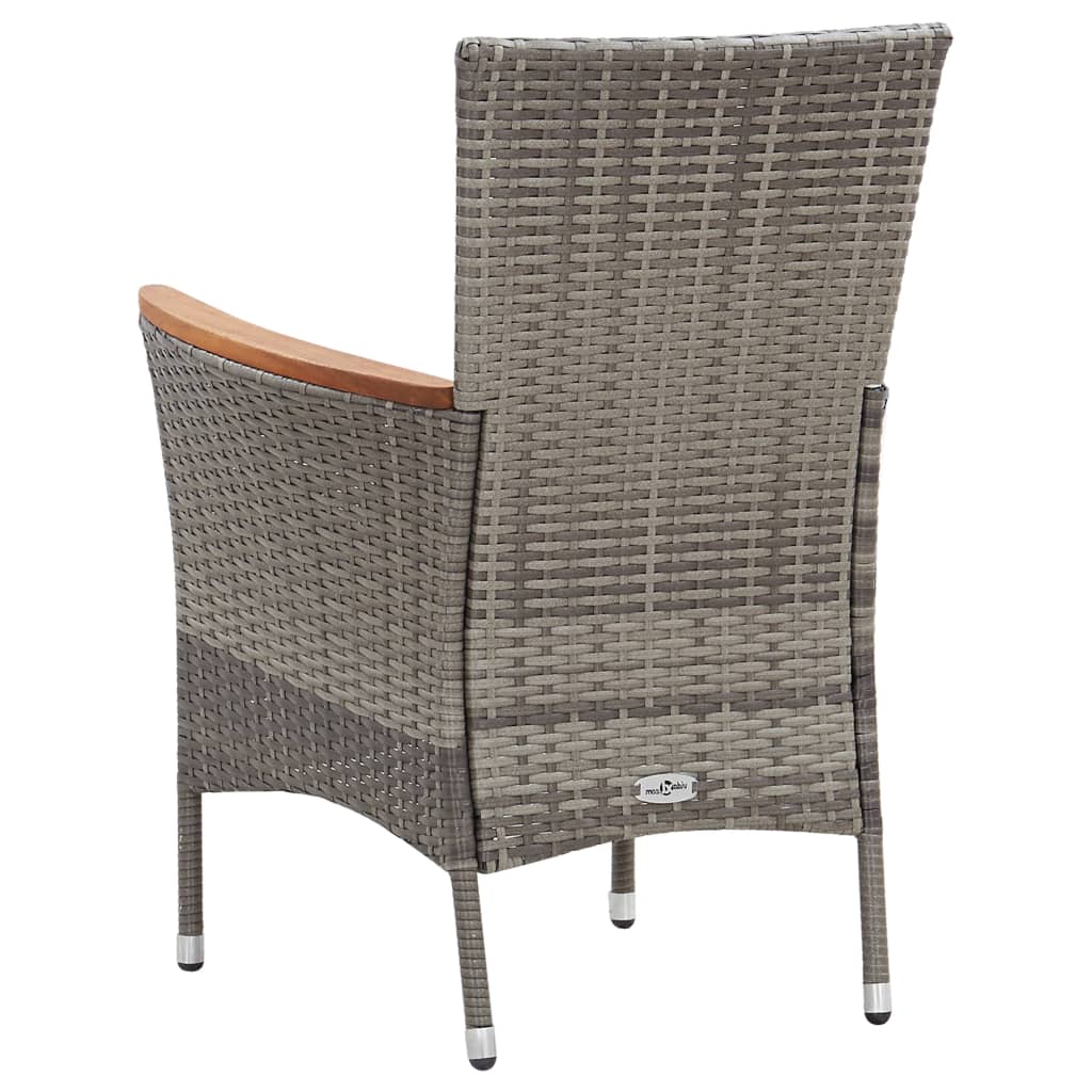 vidaXL 3-Piece Garden Lounge Set with Cushions Poly Rattan Grey