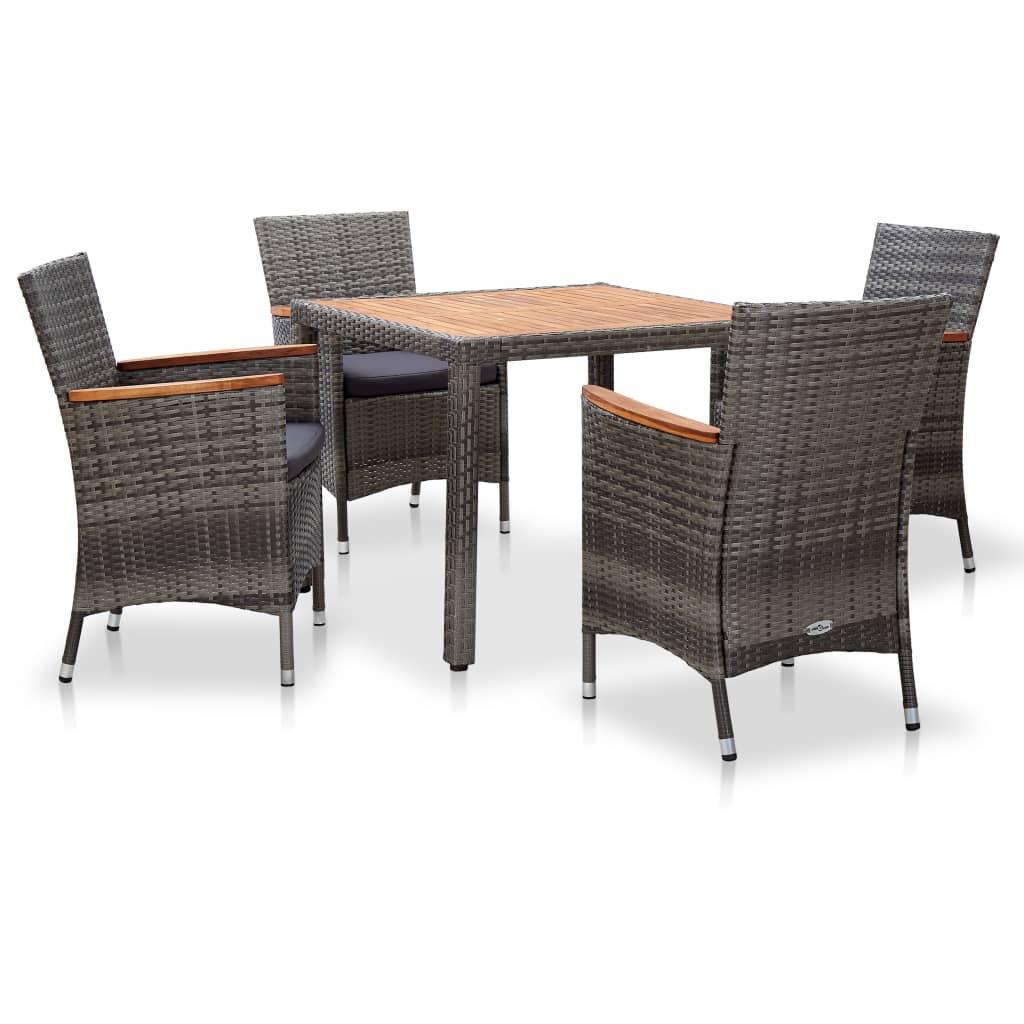 vidaXL 3-Piece Garden Lounge Set with Cushions Poly Rattan Grey