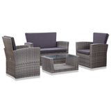 vidaXL 8-delige Loungeset met kussens poly rattan zwart