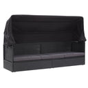 vidaXL Tuinbed met luifel 205x62 cm poly rattan grijs