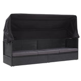 vidaXL Tuinbed met luifel 205x62 cm poly rattan grijs