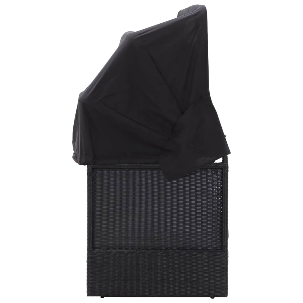 vidaXL Tuinbed met luifel 205x62 cm poly rattan grijs