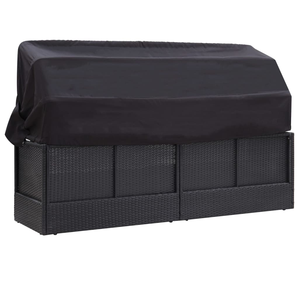vidaXL Tuinbed met luifel 205x62 cm poly rattan grijs