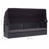 vidaXL Tuinbed met luifel 205x62 cm poly rattan grijs