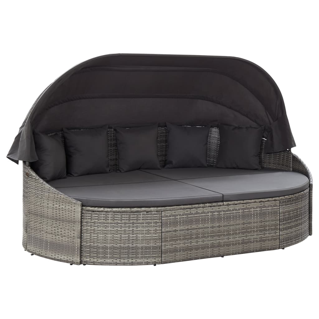 vidaXL Day Bed with Canopy Poly Rattan Brown