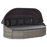 vidaXL Day Bed with Canopy Poly Rattan Brown