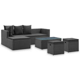 vidaXL 4-delige Loungeset met kussens poly rattan bruin