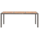 vidaXL Tuintafel 190x90x75 cm poly rattan en massief acaciahout grijs