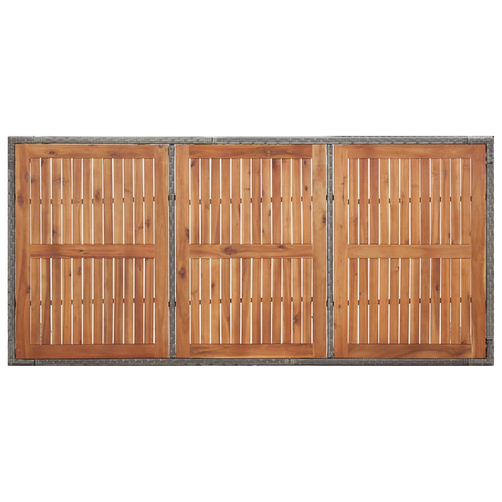 vidaXL Tuintafel 190x90x75 cm poly rattan en massief acaciahout grijs