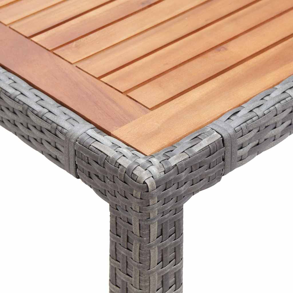 vidaXL Tuintafel 190x90x75 cm poly rattan en massief acaciahout grijs