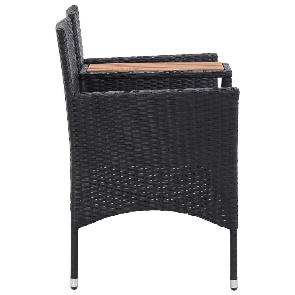 vidaXL 2-Seater Garden Bench with Table 143 cm Poly Rattan Black