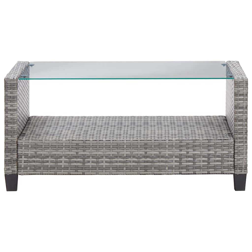 vidaXL 6-delige Loungeset met kussens poly rattan donkergrijs