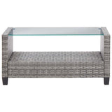 vidaXL 6-delige Loungeset met kussens poly rattan donkergrijs