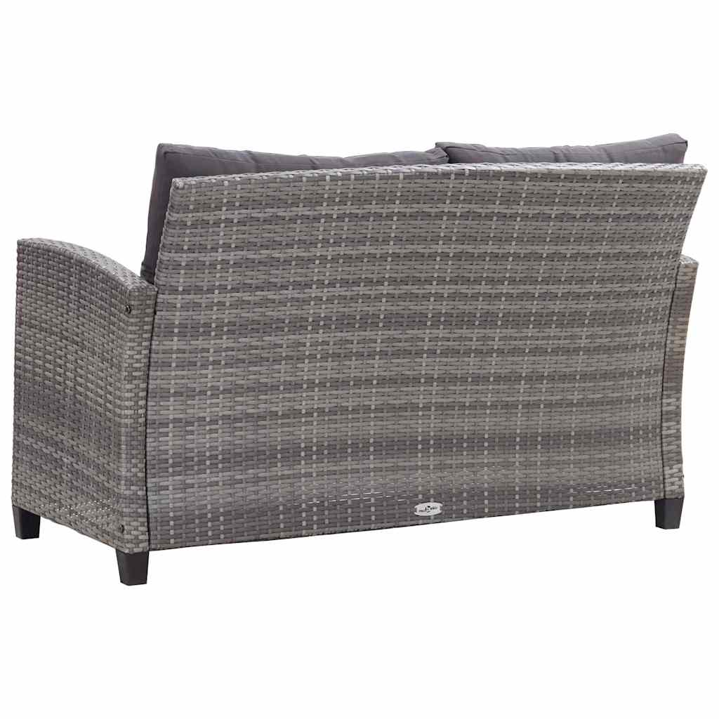 vidaXL 6-delige Loungeset met kussens poly rattan donkergrijs