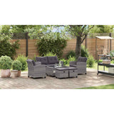 vidaXL 6-delige Loungeset met kussens poly rattan donkergrijs