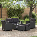 vidaXL 6-delige Loungeset met kussens poly rattan donkergrijs