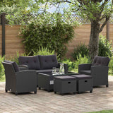 vidaXL 6-delige Loungeset met kussens poly rattan donkergrijs