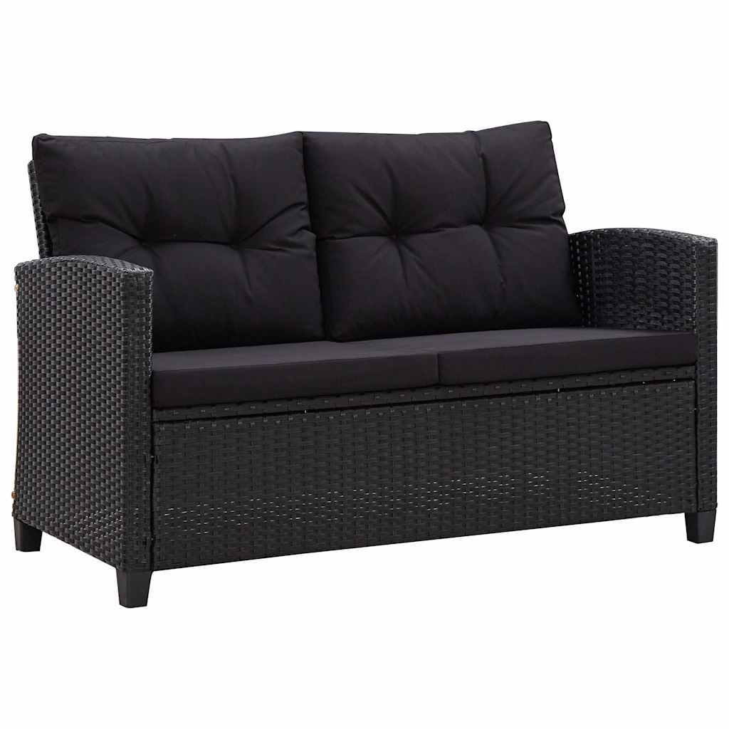 vidaXL Tuinbank 2-zits met kussens 124 cm poly rattan grijs
