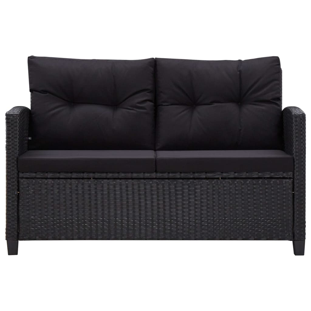 vidaXL Tuinbank 2-zits met kussens 124 cm poly rattan grijs