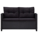 vidaXL Tuinbank 2-zits met kussens 124 cm poly rattan grijs