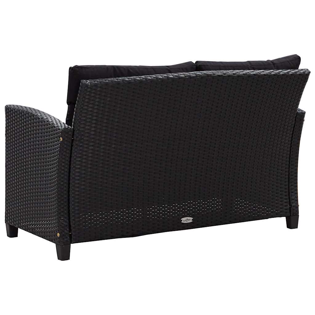 vidaXL Tuinbank 2-zits met kussens 124 cm poly rattan grijs