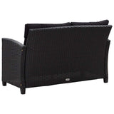 vidaXL Tuinbank 2-zits met kussens 124 cm poly rattan grijs