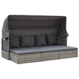 vidaXL Tuinbed met luifel poly rattan zwart